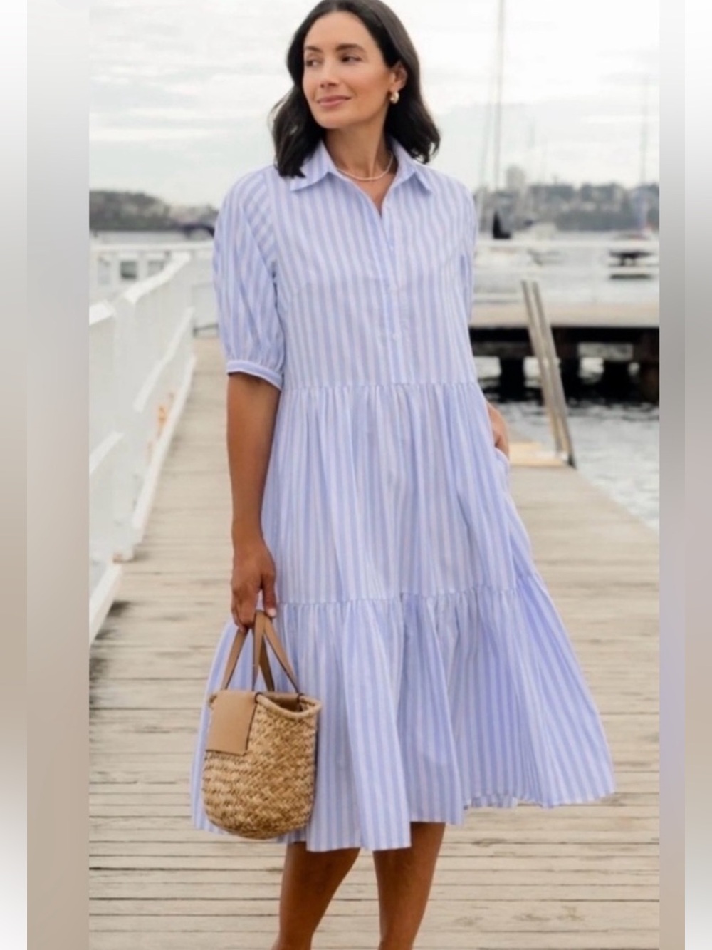Maye Marnie Shirtdress in Sky Blue Size Medium